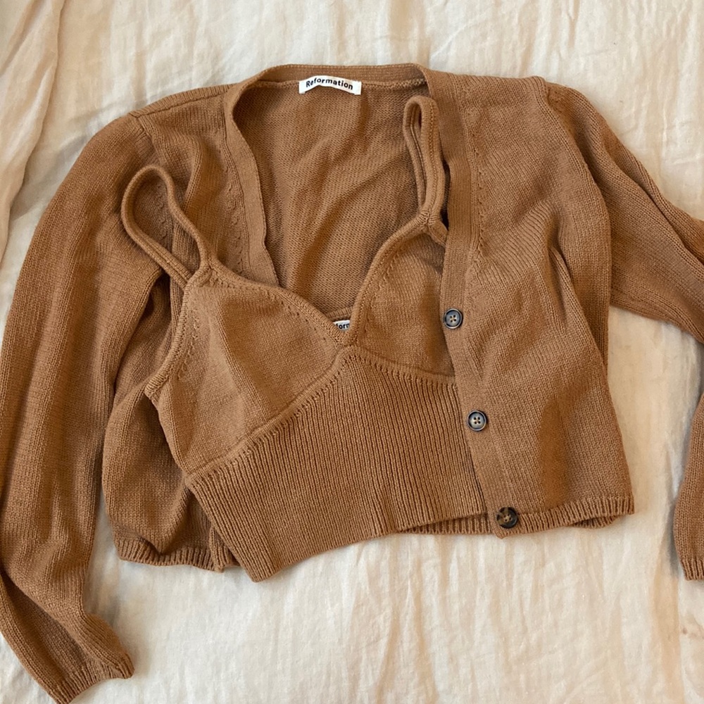 Reformation cotton Tank And Cardi Set